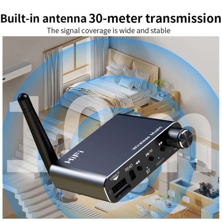 Portable Bluetooth Receiver Audio AUX Adapter Supports USB Disk, TF Card With Remote Control, D19