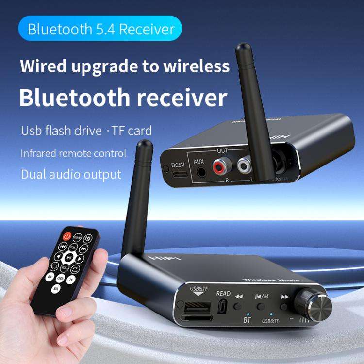 Portable Bluetooth Receiver Audio AUX Adapter Supports USB Disk, TF Card With Remote Control, D19