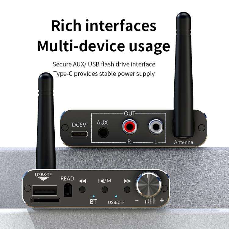 Portable Bluetooth Receiver Audio AUX Adapter Supports USB Disk, TF Card With Remote Control, D19