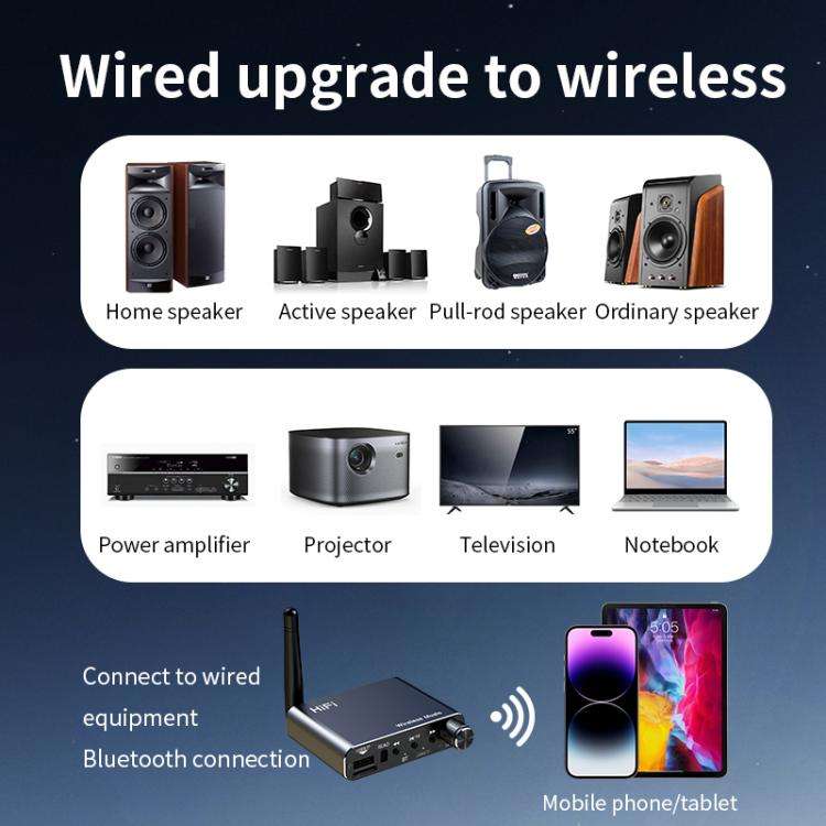 Portable Bluetooth Receiver Audio AUX Adapter Supports USB Disk, TF Card With Remote Control, D19