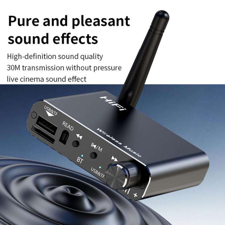 Portable Bluetooth Receiver Audio AUX Adapter Supports USB Disk, TF Card With Remote Control, D19