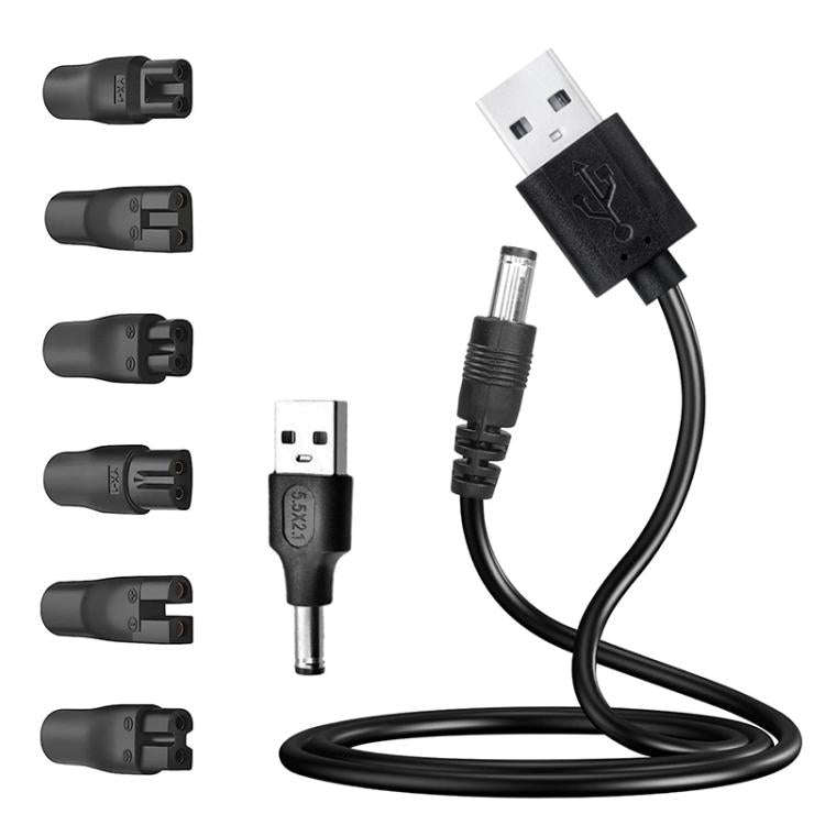 DC 5.5 x 2.1mm Female to Shaver Interface Charging Adapter Converter, 7pcs / Set, 8pcs / Set