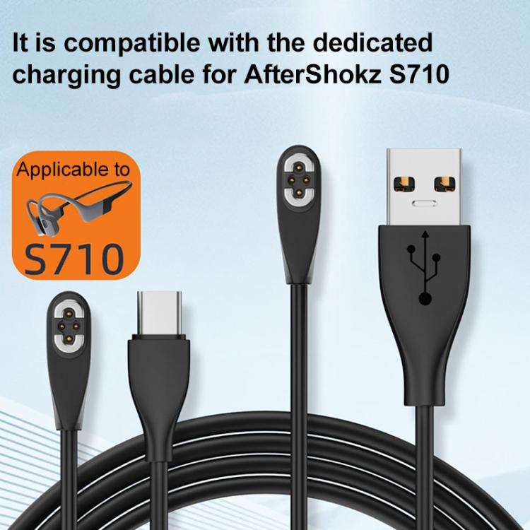 Bone Conduction Earphone Magnetic Charging Cable For Shokz OpenSwim Pro S710, USB to 4 Pin, Type-...