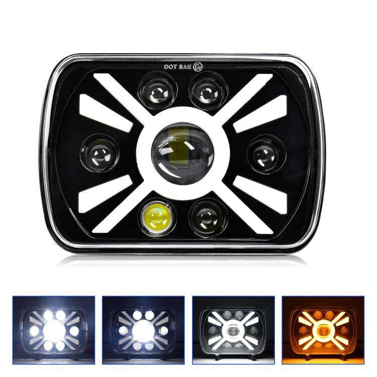 Y23 H4 7 inch Car Seven-bead Sun Style Square Modified Headlight for Jeep Wrangler, Y23
