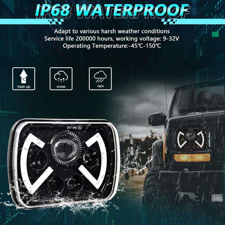 Y22 H4 7 inch Car Butterfly Style Square Modified Headlight for Jeep Wrangler, Y22