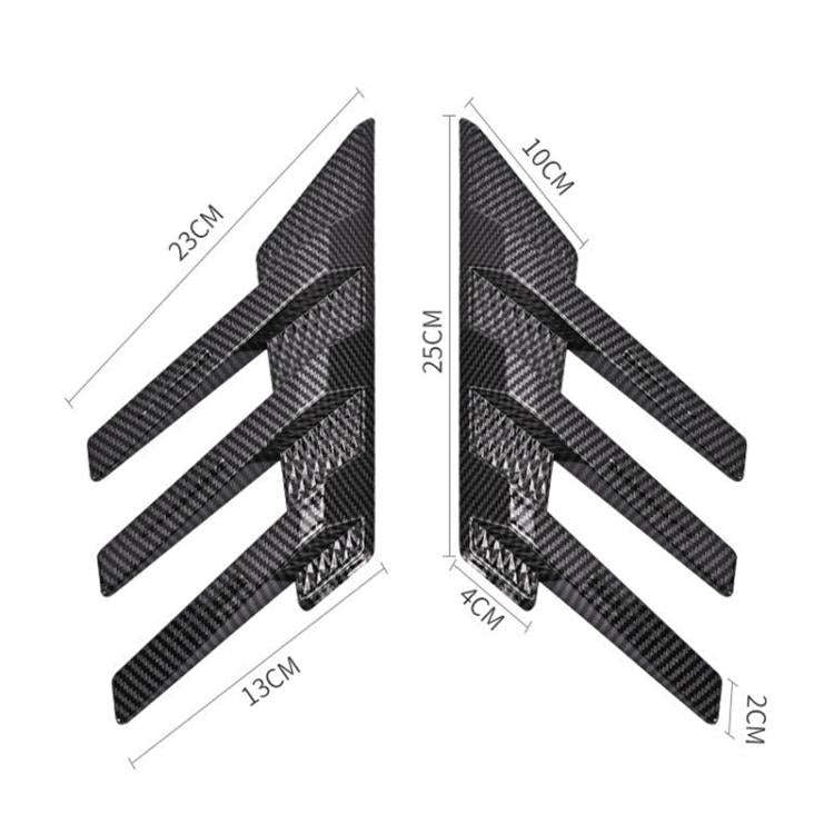 1 Pair Car Rear Windshield Air Cent Shark Fin Decorative Sticker, Carbon Pattern, Bright Black