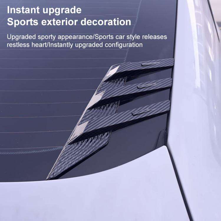 1 Pair Car Rear Windshield Air Cent Shark Fin Decorative Sticker, Carbon Pattern, Bright Black