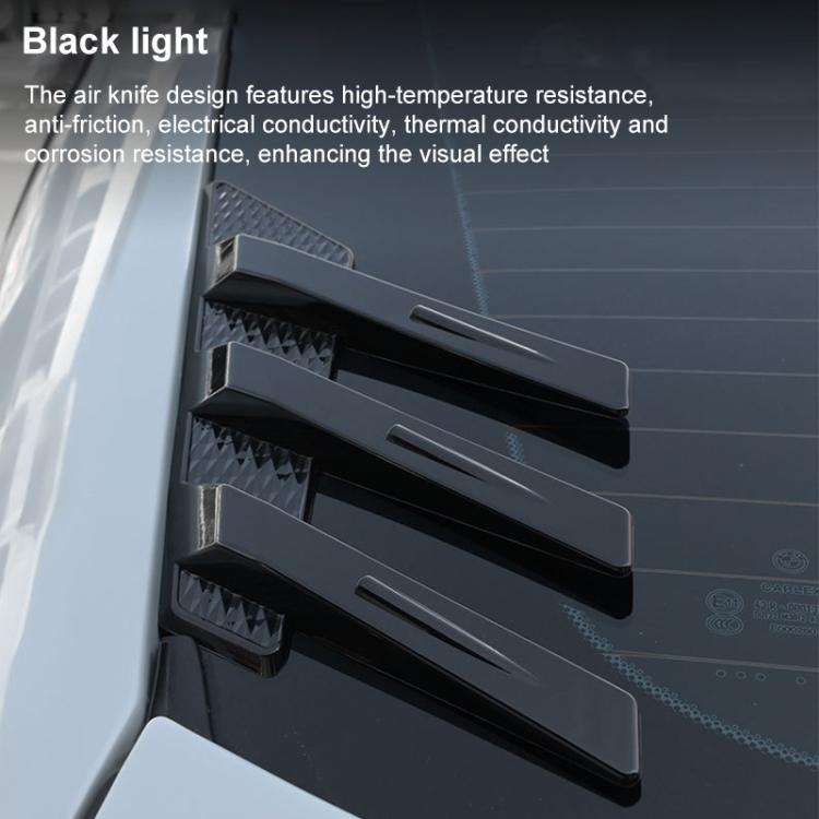 1 Pair Car Rear Windshield Air Cent Shark Fin Decorative Sticker, Carbon Pattern, Bright Black