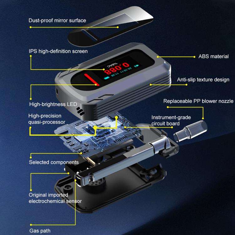 D2000 HD IPS Screen Portable Blow-Type High-Precision Alcohol Content Tester, D2000
