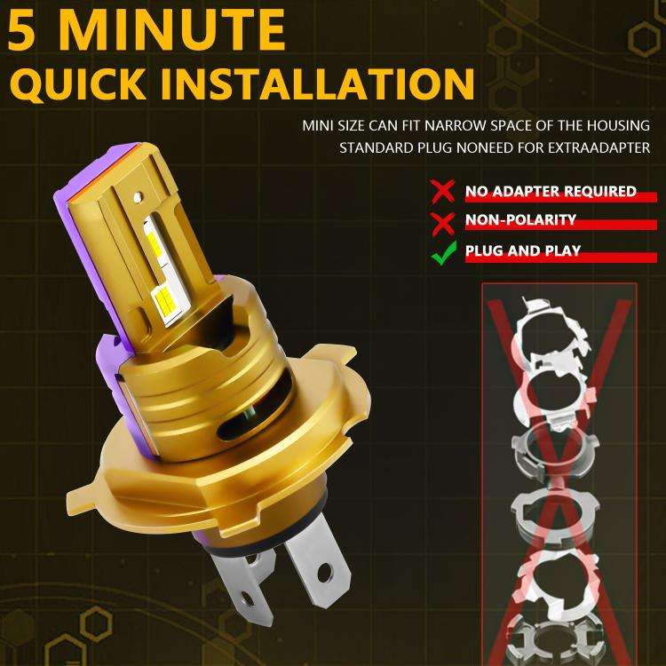 1 Pair 35W 3500LM 6500K Car LED Headlight Bulb, H4