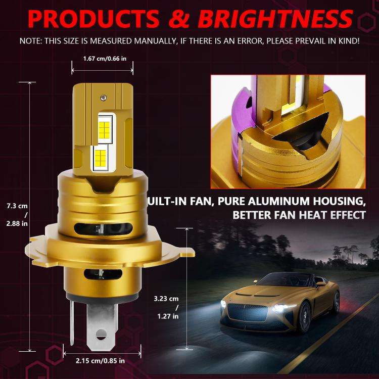 1 Pair 35W 3500LM 6500K Car LED Headlight Bulb, H4