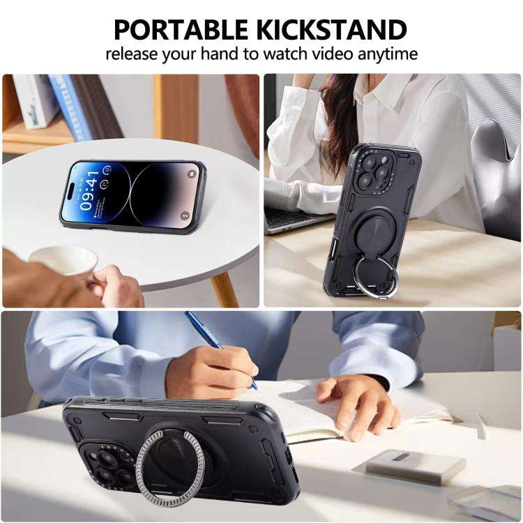 Three-core Mecha 360 Degree Rotation Magnetic Holder Phone Case, For iPhone 12, For iPhone 12 Pro...