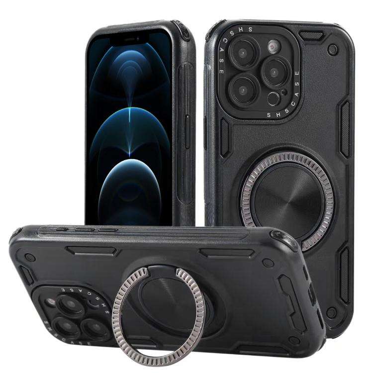 Three-core Mecha 360 Degree Rotation Magnetic Holder Phone Case, For iPhone 12, For iPhone 12 Pro...