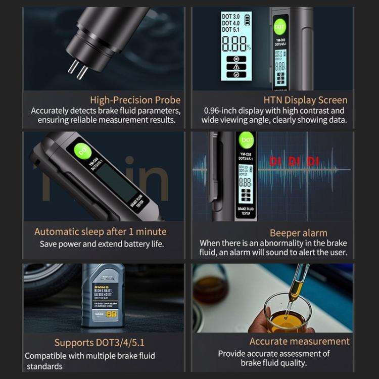 YM-C03 Digital Display Car Brake Fluid Tester Brake Fluid Water Content Tester, YM-C03