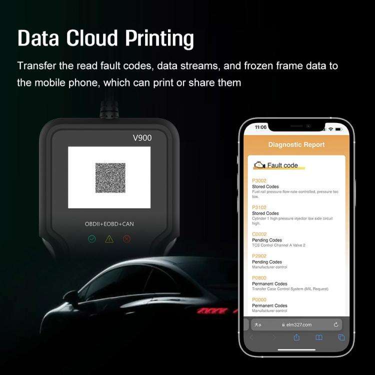 V900 Car Engine Transmission Diagnostic Scanner Tool Car Fault Detector, V900