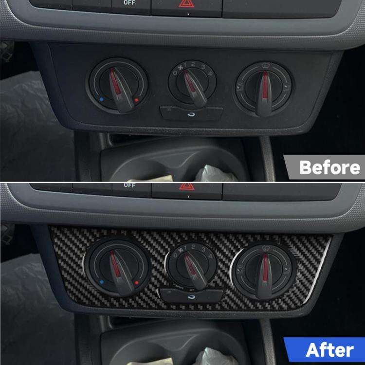 Carbon Fiber Car Air Conditioner Switch Panel A Decorative Sticker for SEAT Ibiza 2009-2014, Left...