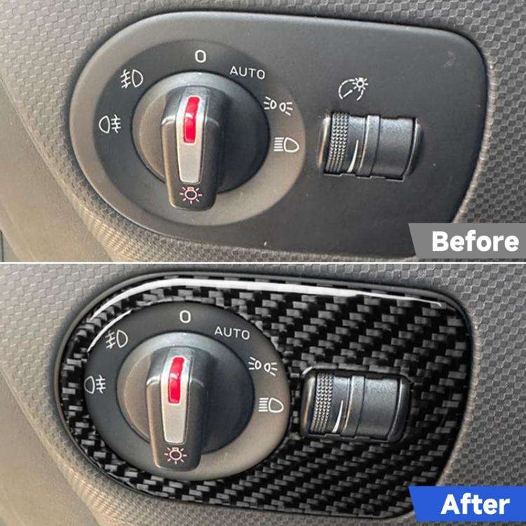 Carbon Fiber Car Headlight Switch Panel Decorative Sticker for SEAT Leon 2005-2012, Headlight Swi...