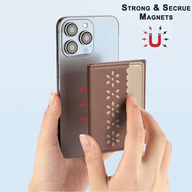 BFK25 BINFEN Color Flowers Magsafe Magnetic Leather Card Bag