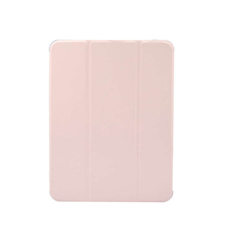 3-folding Electric Pressed Skin Texture Horizontal Flip Shockproof Transparent TPU + PU Leather C...