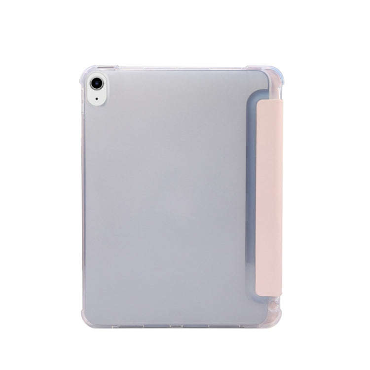 3-folding Electric Pressed Skin Texture Horizontal Flip Shockproof Transparent TPU + PU Leather C...