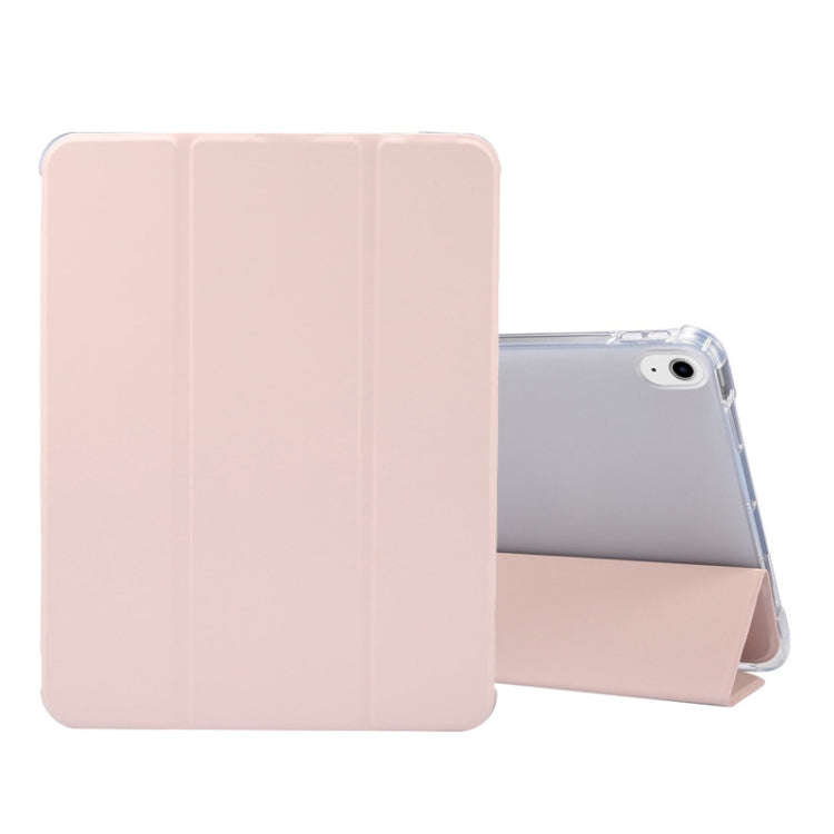 3-folding Electric Pressed Skin Texture Horizontal Flip Shockproof Transparent TPU + PU Leather C...