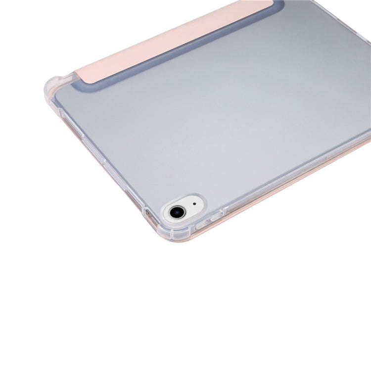 3-folding Electric Pressed Skin Texture Horizontal Flip Shockproof Transparent TPU + PU Leather C...