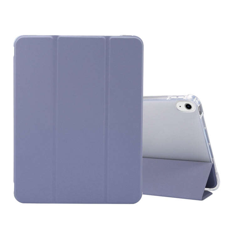3-folding Electric Pressed Skin Texture Horizontal Flip Shockproof Transparent TPU + PU Leather C...