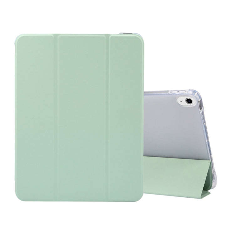 3-folding Electric Pressed Skin Texture Horizontal Flip Shockproof Transparent TPU + PU Leather C...