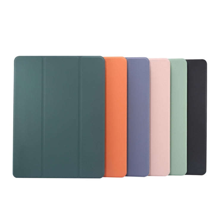 3-folding Electric Pressed Skin Texture Horizontal Flip Shockproof Transparent TPU + PU Leather C...