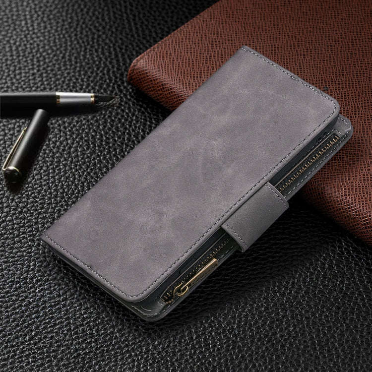 Skin Feel Detachable Magnetic Zipper Horizontal Flip PU Leather Case with Multi-Card Slots & Hold...