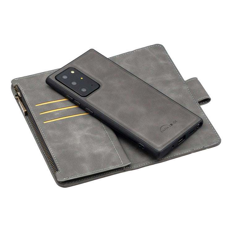 Skin Feel Detachable Magnetic Zipper Horizontal Flip PU Leather Case with Multi-Card Slots & Hold...
