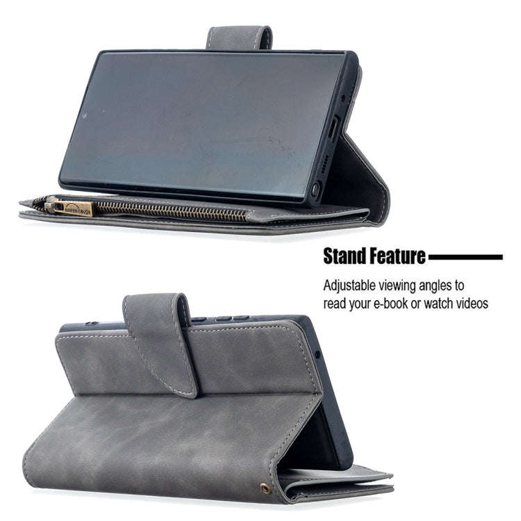 Skin Feel Detachable Magnetic Zipper Horizontal Flip PU Leather Case with Multi-Card Slots & Hold...