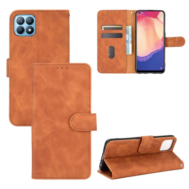 Solid Color Skin Feel Magnetic Buckle Horizontal Flip Calf Texture PU Leather Case with Holder & ...