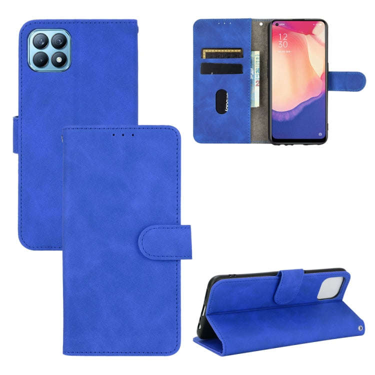 Solid Color Skin Feel Magnetic Buckle Horizontal Flip Calf Texture PU Leather Case with Holder & ...