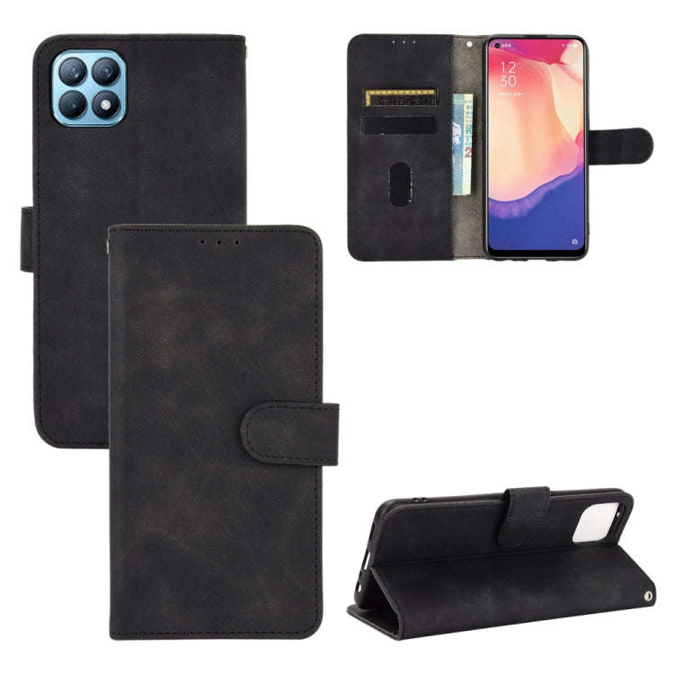 Solid Color Skin Feel Magnetic Buckle Horizontal Flip Calf Texture PU Leather Case with Holder & ...