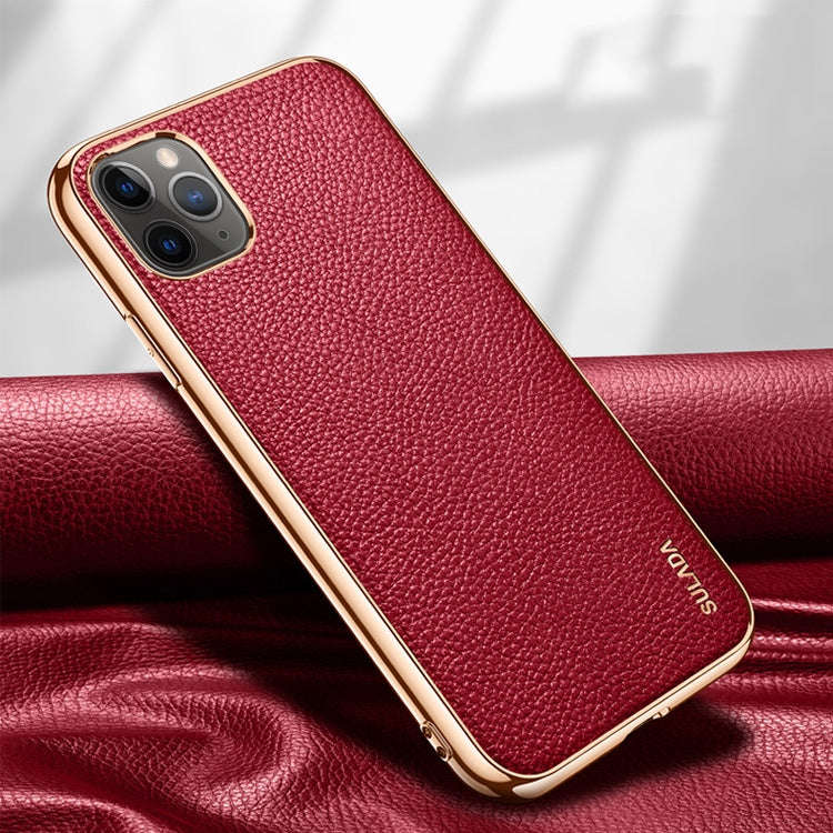 SULADA Litchi Texture Leather Electroplated Shckproof Protective Case, For iPhone 11 Pro, For iPh...