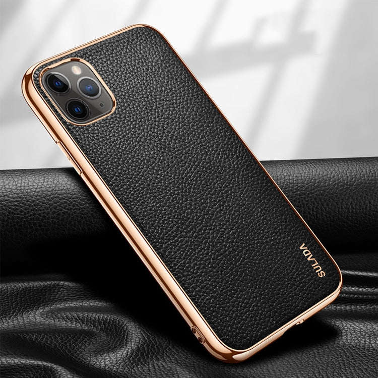 SULADA Litchi Texture Leather Electroplated Shckproof Protective Case, For iPhone 11 Pro, For iPh...