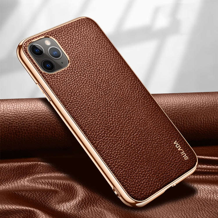 SULADA Litchi Texture Leather Electroplated Shckproof Protective Case, For iPhone 11 Pro, For iPh...