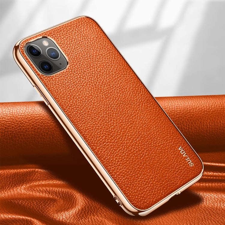 SULADA Litchi Texture Leather Electroplated Shckproof Protective Case, For iPhone 11 Pro, For iPh...