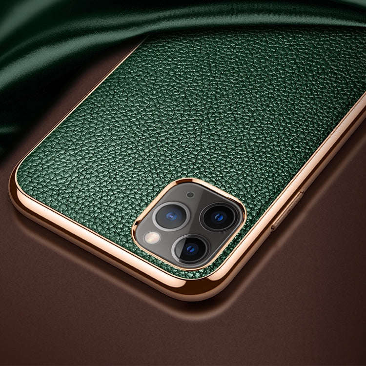 SULADA Litchi Texture Leather Electroplated Shckproof Protective Case, For iPhone 11 Pro, For iPh...