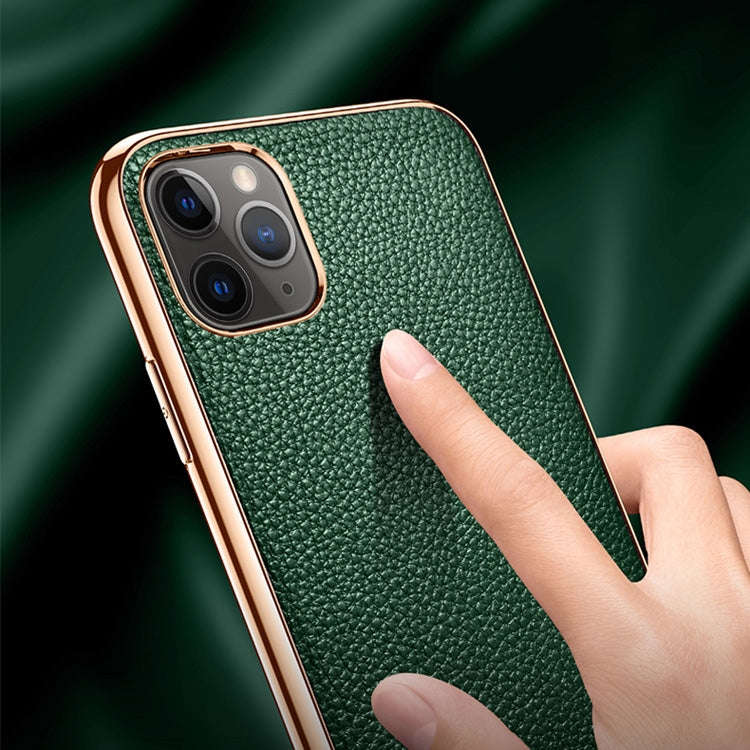 SULADA Litchi Texture Leather Electroplated Shckproof Protective Case, For iPhone 11 Pro, For iPh...