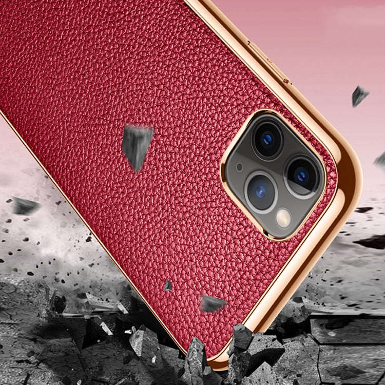 SULADA Litchi Texture Leather Electroplated Shckproof Protective Case, For iPhone 11 Pro, For iPh...