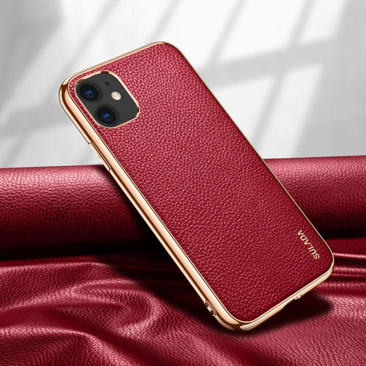 SULADA Litchi Texture Leather Electroplated Shckproof Protective Case, For iPhone 11 Pro, For iPh...
