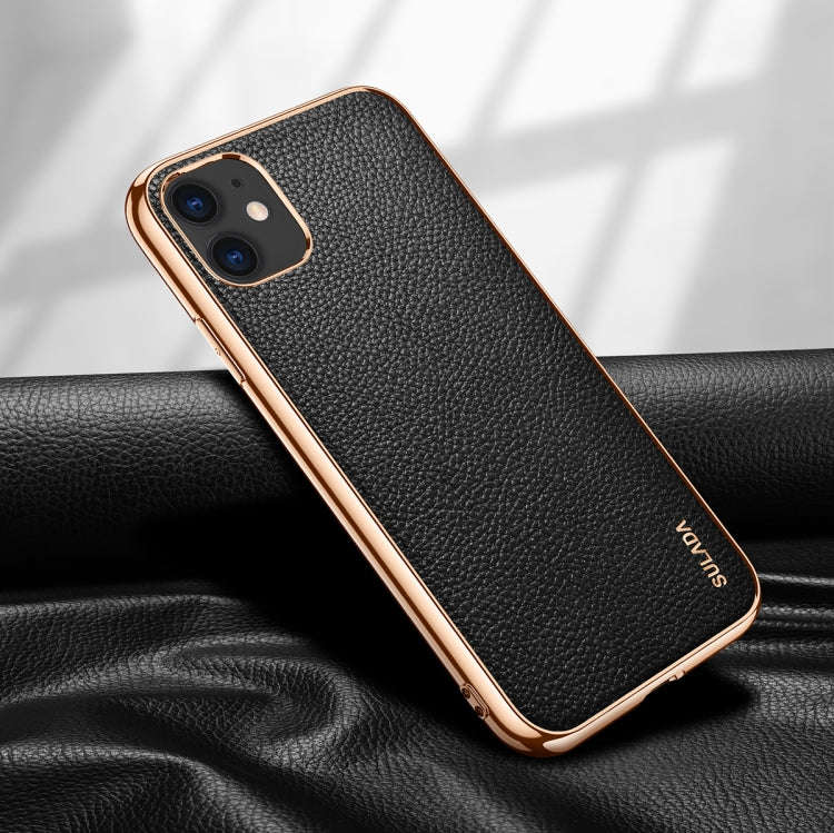 SULADA Litchi Texture Leather Electroplated Shckproof Protective Case, For iPhone 11 Pro, For iPh...