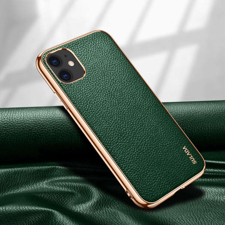SULADA Litchi Texture Leather Electroplated Shckproof Protective Case, For iPhone 11 Pro, For iPh...