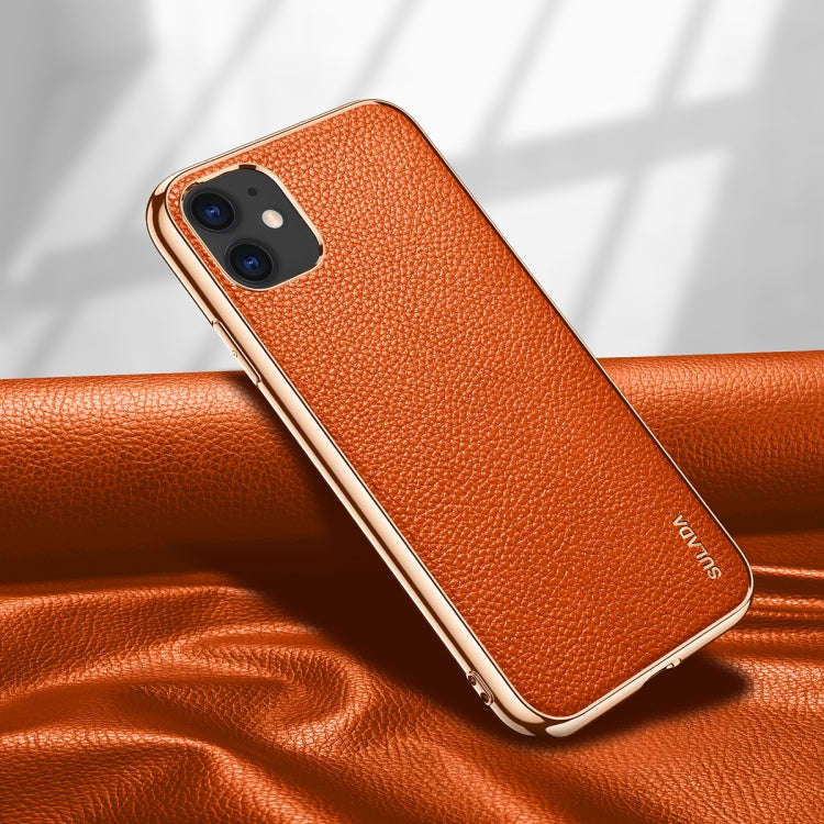 SULADA Litchi Texture Leather Electroplated Shckproof Protective Case, For iPhone 11 Pro, For iPh...
