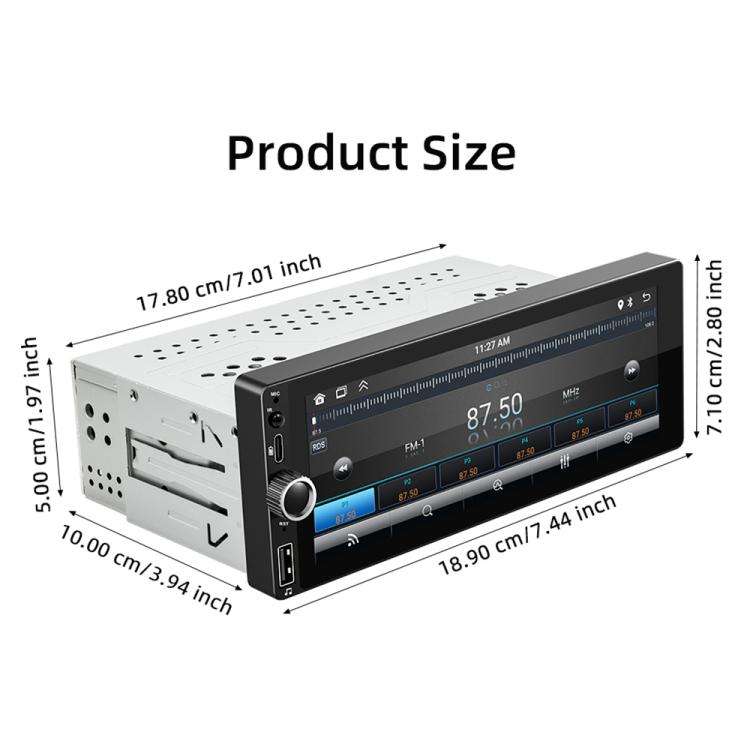 F6021 6.86 inch IPS Screen Car 1Din MP5 Player Support CarPlay & Android Auto, F6021