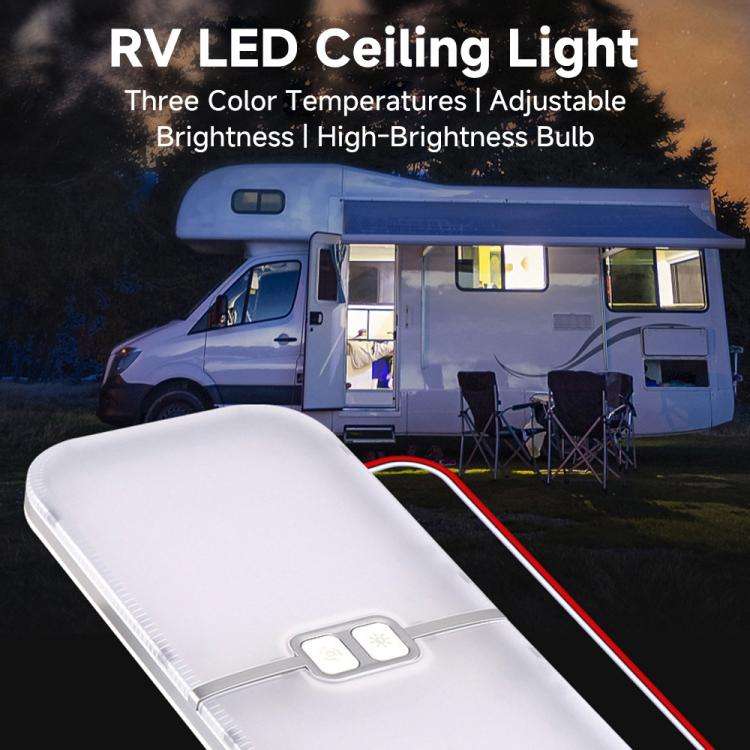 12-30V RV Light 3-Color Temperature Rotary Button Dimming Roof Light, FC03