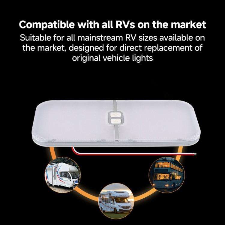 12-30V RV Light 3-Color Temperature Rotary Button Dimming Roof Light, FC03