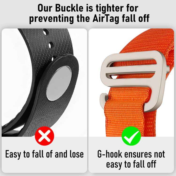 xDfind Silver Buckle Loop Nylon Band Style Anti-lost Tracker Protective Cover, For AirTag 2nd Gen...